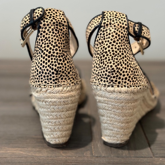 Vince Camuto Cheetah Print Pony Hair Wedge Sandals - Picture 4 of 7